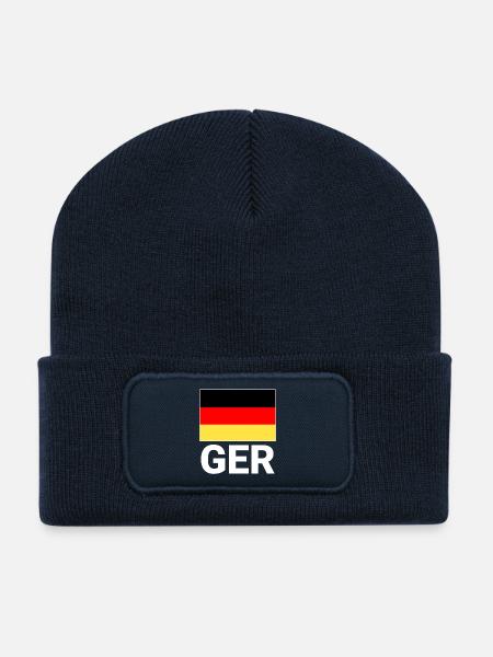Deutschland Flagge mit GER Abkürzung - Recycelte Patch Beanie - French Navy
