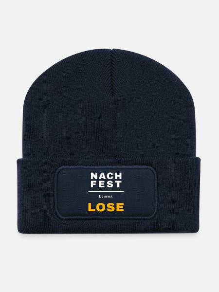 After Hard Comes LOSE - Funny Mechanic Saying - Recycled Patch Beanie - french navy