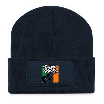 E-Gitarre St Patrick Flagge Rock Geschenk - Recycelte Patch Beanie - French Navy - Vorne