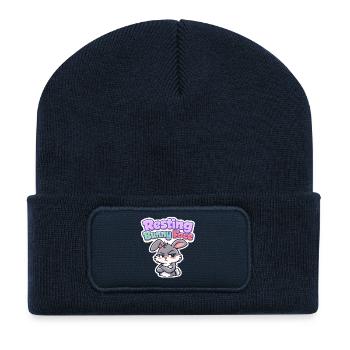 Hase Häschen Frühling Sommer Ostern Garten - Recycelte Patch Beanie - French Navy - Vorne