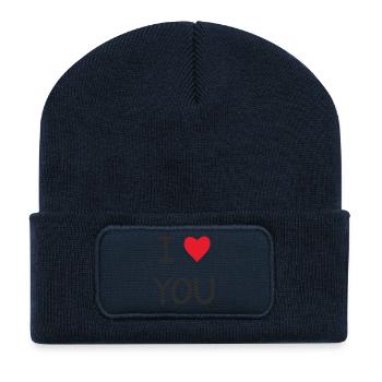 I ❤️ You – Doux Love Text Design - Beanie recyclé à patch - bleu marine - Devant