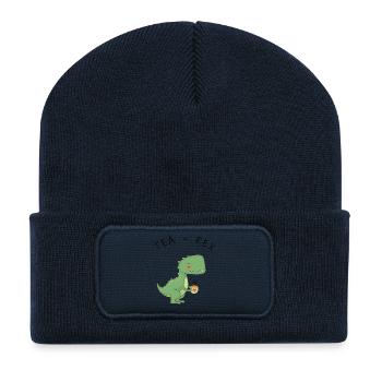 Funny T-Rex Tea Time - Recycled Patch Beanie - french navy - Front