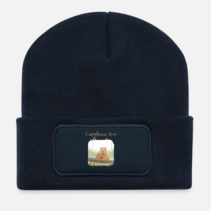 T-shirt design "Capybara Love" - Recycled Patch Beanie - french navy