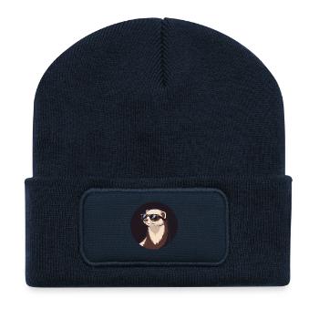 Cool Ferret – Abzeichen & Sonnenbrille - Recycelte Patch Beanie - French Navy - Vorne