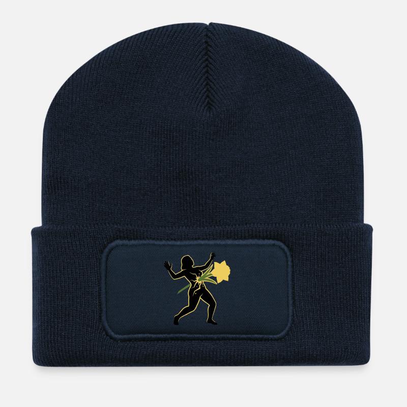 Tanz der Silhouette mit der Blume - Recycelte Patch Beanie - French Navy
