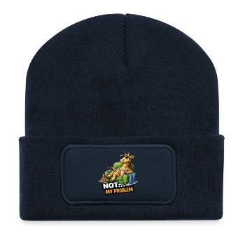 Not My Problem Giraffe Canapé Meme - Beanie recyclé à patch - bleu marine - Devant