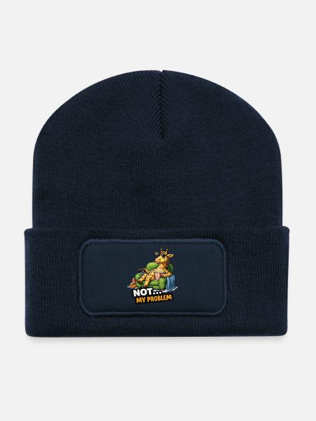 Not My Problem Giraffe Couch Meme - Recycled Patch Beanie - french navy