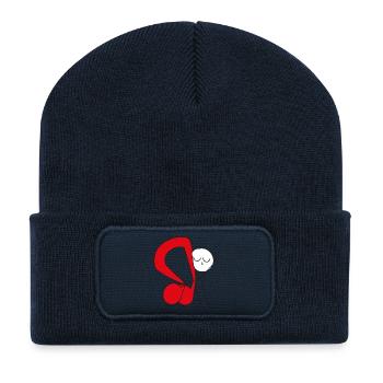Cuddle Red Music Note - Recycled Patch Beanie - french navy - Front