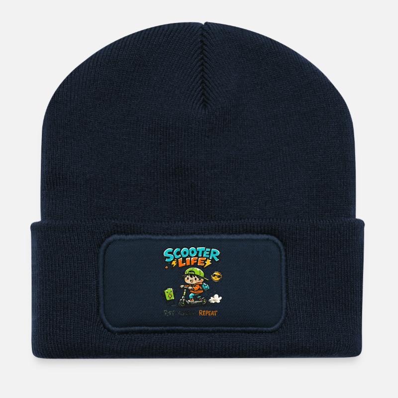 Scooter Life: Ride Charge Repeat - Recycelte Patch Beanie - French Navy