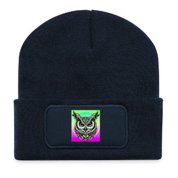 Eule - Recycelte Patch Beanie - French Navy - Vorne
