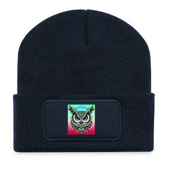 hibou - Beanie recyclé à patch - bleu marine - Devant
