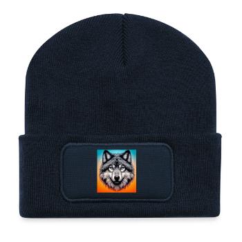 Wolf - Recycled Patch Beanie - french navy - Front