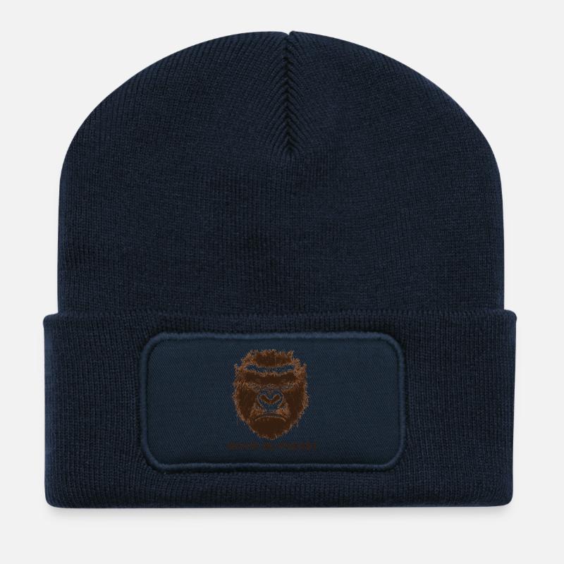 Bevor du fragst: Gorillagesicht - Recycelte Patch Beanie - French Navy