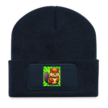 castor - Beanie recyclé à patch - bleu marine - Devant