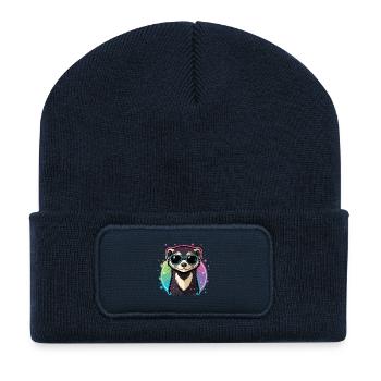 Loutre arc-en-ciel lunettes bleues - Beanie recyclé à patch - bleu marine - Devant