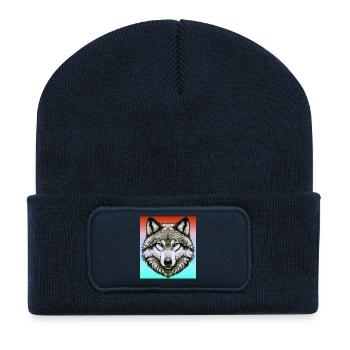 Wolf - Recycled Patch Beanie - french navy - Front