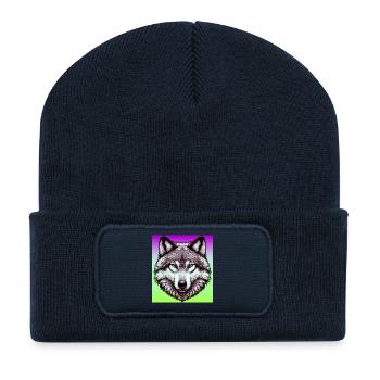 Wolf - Recycled Patch Beanie - french navy - Front