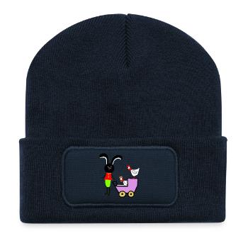 Rabbit Bunny Easter Chickens Kids - Recycled Patch Beanie - french navy - Front