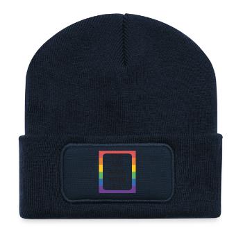 LBGTQIA+ Safe Space Pride Month Aufkleber - Recycelte Patch Beanie - French Navy - Vorne