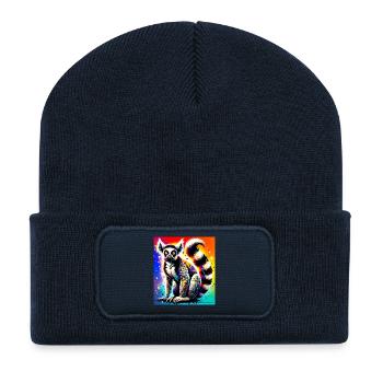 Lémurien - Beanie recyclé à patch - bleu marine - Devant