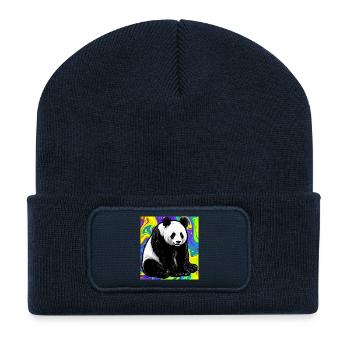 panda - Beanie recyclé à patch - bleu marine - Devant