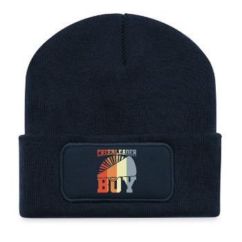 Pom-pom girl masculin - Beanie recyclé à patch - bleu marine - Devant