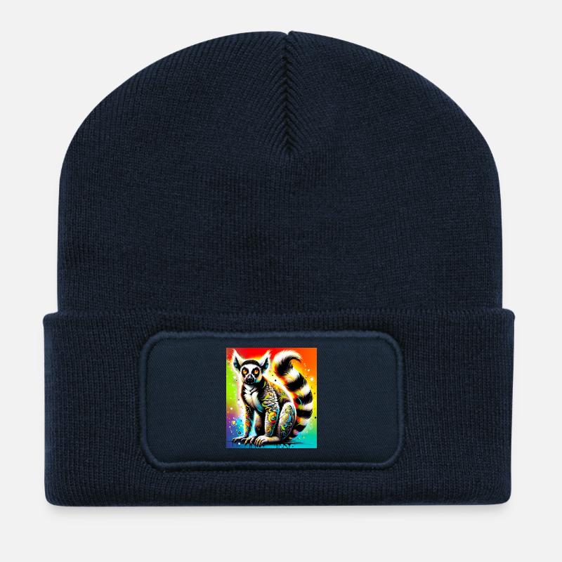 Lémurien - Beanie recyclé à patch - bleu marine