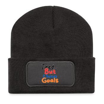 Tired but I have goals - Recycled Patch Beanie - dark grey - Front