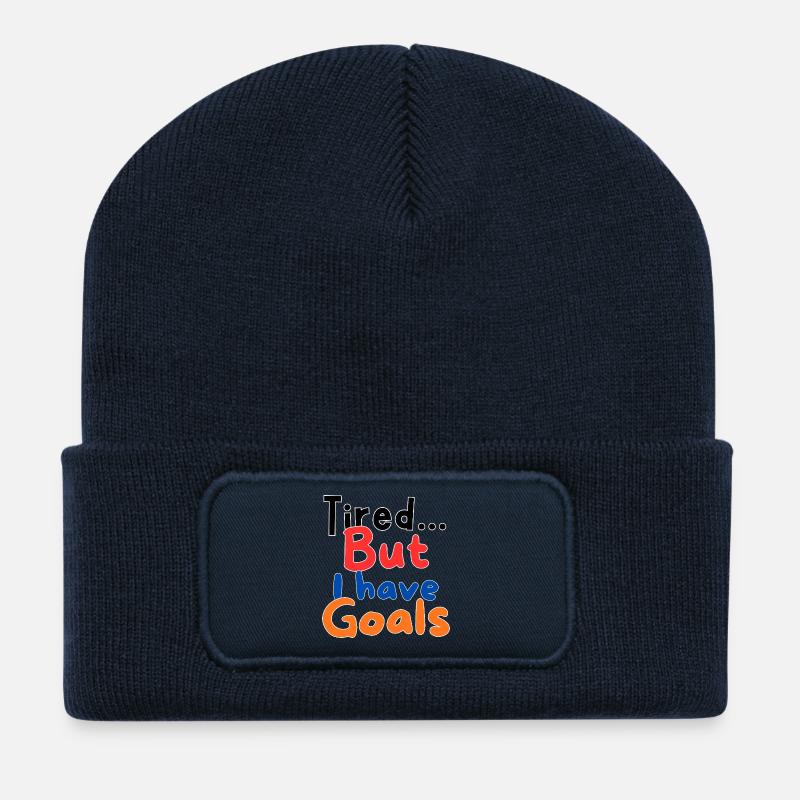 Tired but I have goals - Recycled Patch Beanie - french navy
