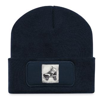 Roller Roller Retro - Sculpté à la main imprimable - Beanie recyclé à patch - bleu marine - Devant