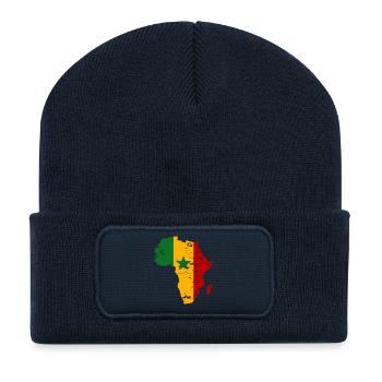 Senegal_Flagge_Afrika_used - Beanie recyclé à patch - bleu marine - Devant