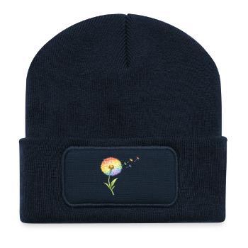 Pissenlit arc-en-ciel - Beanie recyclé à patch - bleu marine - Devant