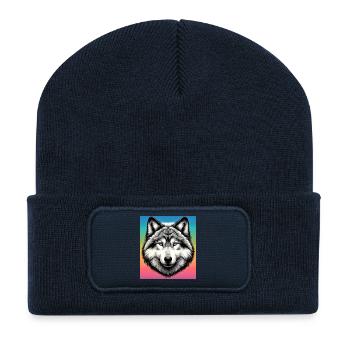 Wolf - Recycled Patch Beanie - french navy - Front