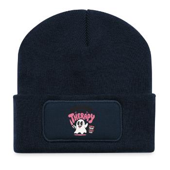 Horror Is My Therapy Ghost - Recycled Patch Beanie - french navy - Front