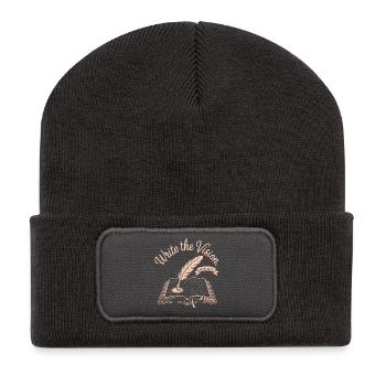Écrivez la vision : Livre & Plume - Beanie recyclé à patch - charbon - Devant