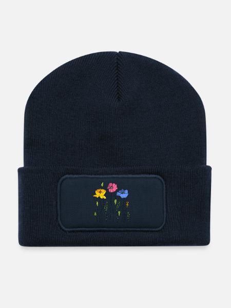 Blumen - Recycelte Patch Beanie - French Navy