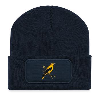 Oriolus oriolus - Eurasian Golden Oriole Vintage - Recycled Patch Beanie - french navy - Front