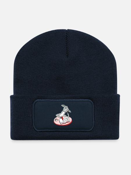Lama schreibt Tagebuch - Recycelte Patch Beanie - French Navy