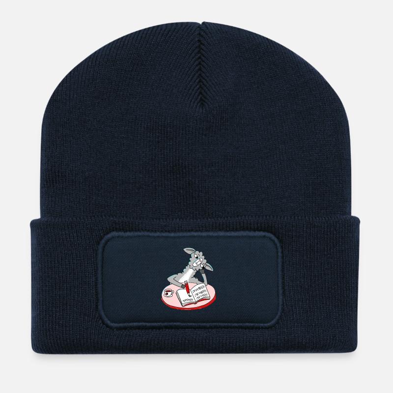 Lama schreibt Tagebuch - Recycelte Patch Beanie - French Navy