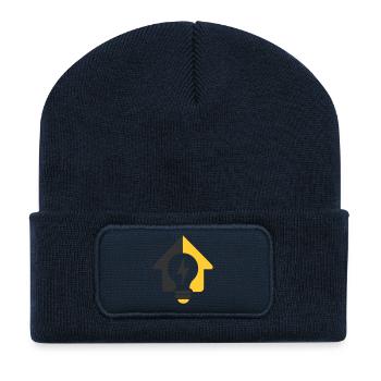 Electric Home Light Bulb Logo - Recycled Patch Beanie - french navy - Front