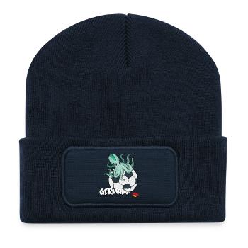 Octopus on Soccer Ball Germany - Recycled Patch Beanie - french navy - Front
