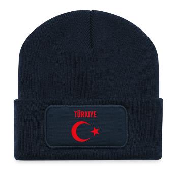 TÜRKEI TÜRKIYE TÜRKISCHE Europa Sport Fan - Recycelte Patch Beanie - French Navy - Vorne