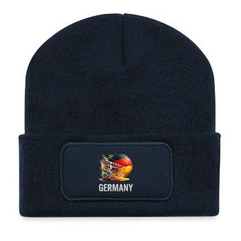 Deutschland Fußball Flagge Tor - Recycelte Patch Beanie - French Navy - Vorne