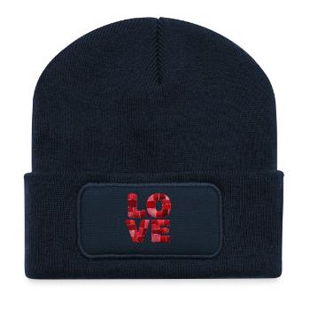 Patchwork Love Lettering - Recycled Patch Beanie - french navy - Front