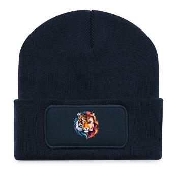 Rainbow Tiger Woman - Recycled Patch Beanie - french navy - Front