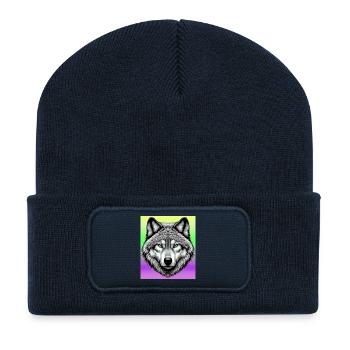 Wolf - Recycled Patch Beanie - french navy - Front
