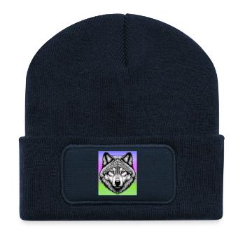 Wolf - Recycelte Patch Beanie - French Navy - Vorne