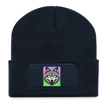 Wolf - Recycled Patch Beanie - french navy - Front