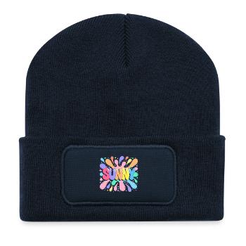 Soleil pastel en éclats - Beanie recyclé à patch - bleu marine - Devant