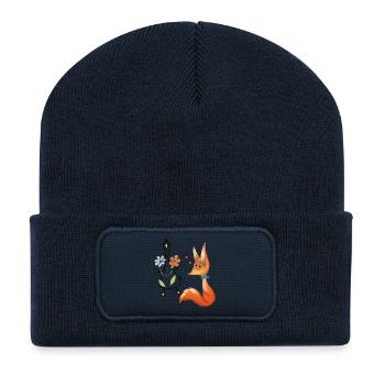 Renard et oie - Beanie recyclé à patch - bleu marine - Devant